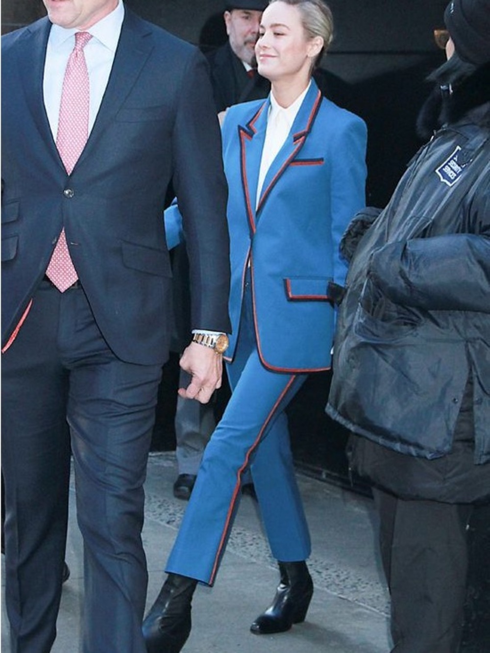 10 Crosby Derek Lam Blue Blazer & Trouser Set with Red Trim